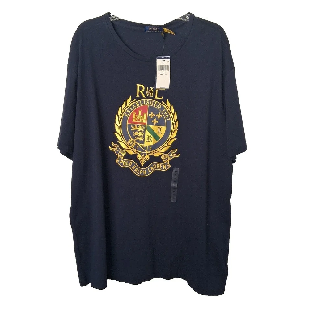 NWT Polo Ralph Lauren Polo Crest T Shirt Men's 2XL Blue Graphic Logo $65.00